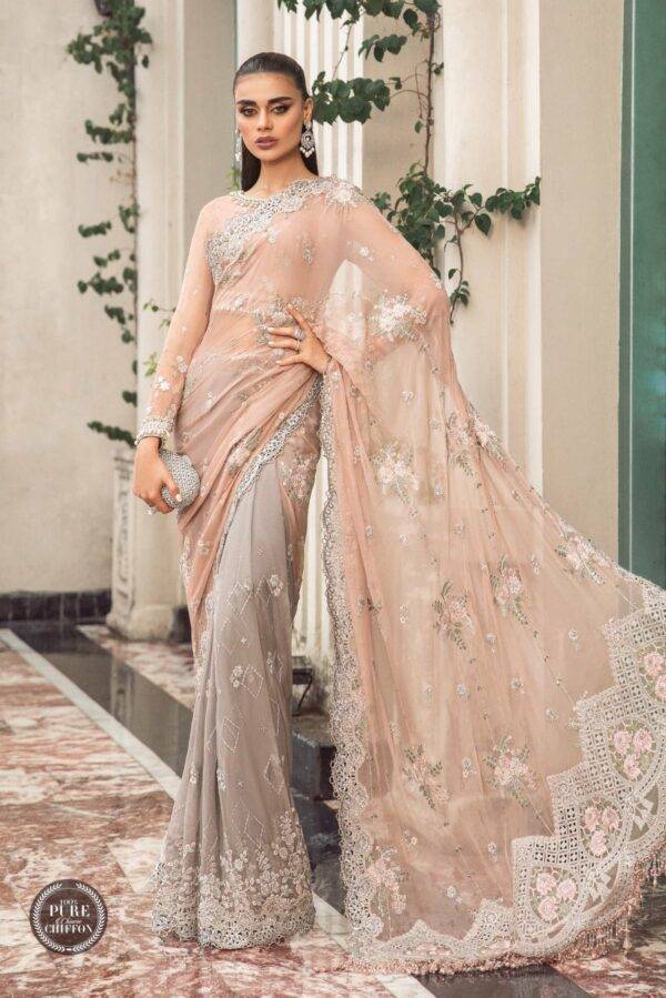 Model Wearing Maria B Chiffon Collection 2023 | Pakistani Suits Wholesale